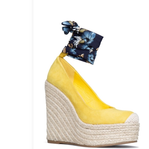 Shoe Dazzle Shoes - - Espadrille wedges with ankle tie